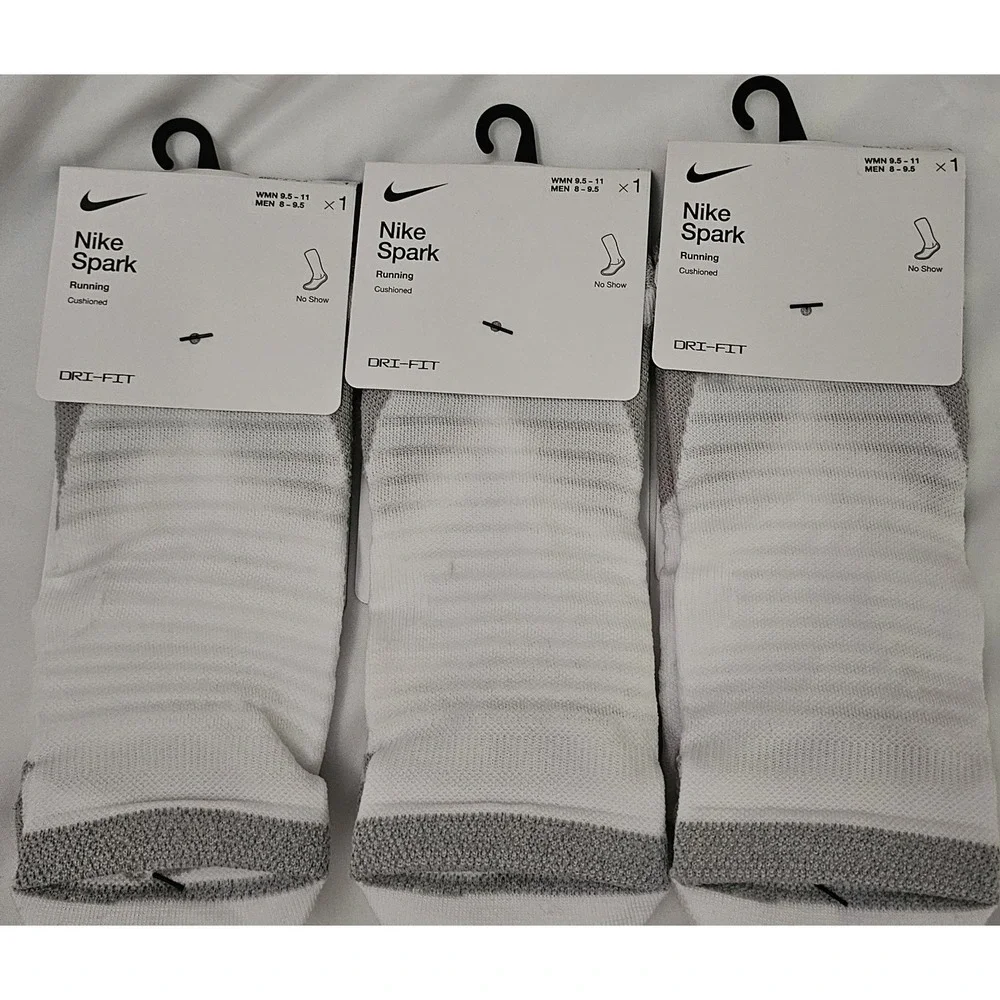 New 3 Pair Nike Spark Running No Show Dri Fit Unisex Women 9.5-11 Men 8-9.5